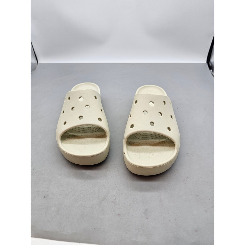 Crocs Classic Platform Slide Bone Cream Women 11 Sandals 208186-2Y2